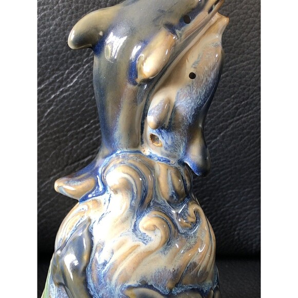 Playful Dolphins Figurine Nautical Pottery Bell with Beach Ocean Marine - Picture 7 of 8